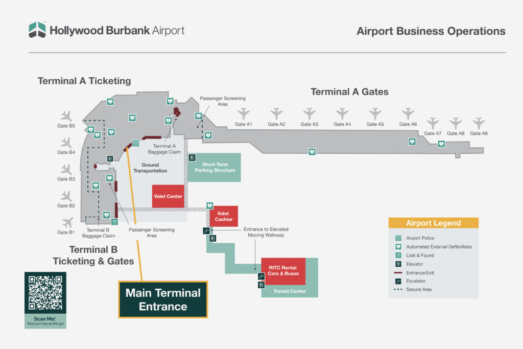 Airport Facility Map Hollywood Burbank Airport